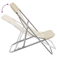 Folding Beach Chairs 2 pcs Cream | Durable & Adjustable Lounge Chair