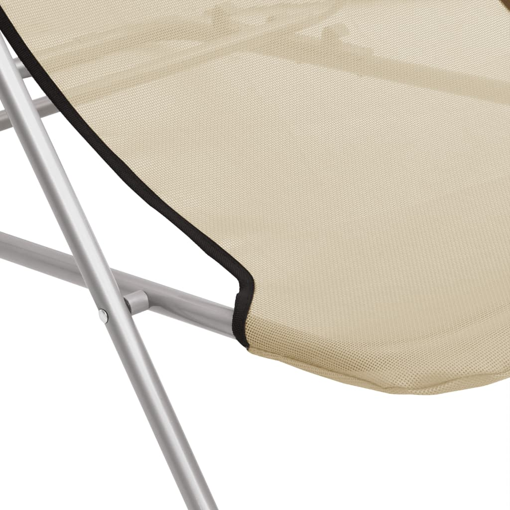 Folding Beach Chairs 2 pcs Cream | Durable & Adjustable Lounge Chair