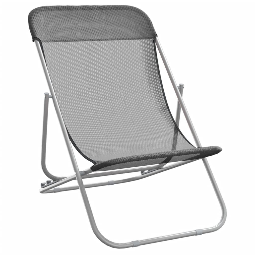 Folding Beach Chairs 2 pcs Grey | Comfortable and Durable Outdoor Seating