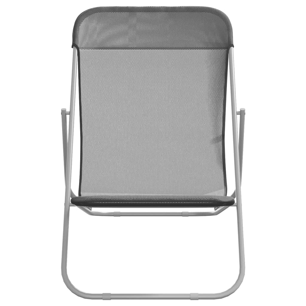 Folding Beach Chairs 2 pcs Grey | Comfortable and Durable Outdoor Seating