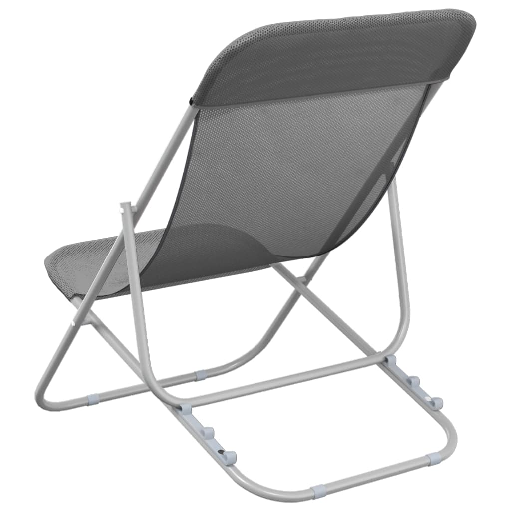 Folding Beach Chairs 2 pcs Grey | Comfortable and Durable Outdoor Seating