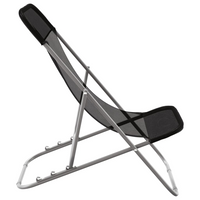 Folding Beach Chairs 2 pcs Black - Durable Textilene & Powder-coated Steel