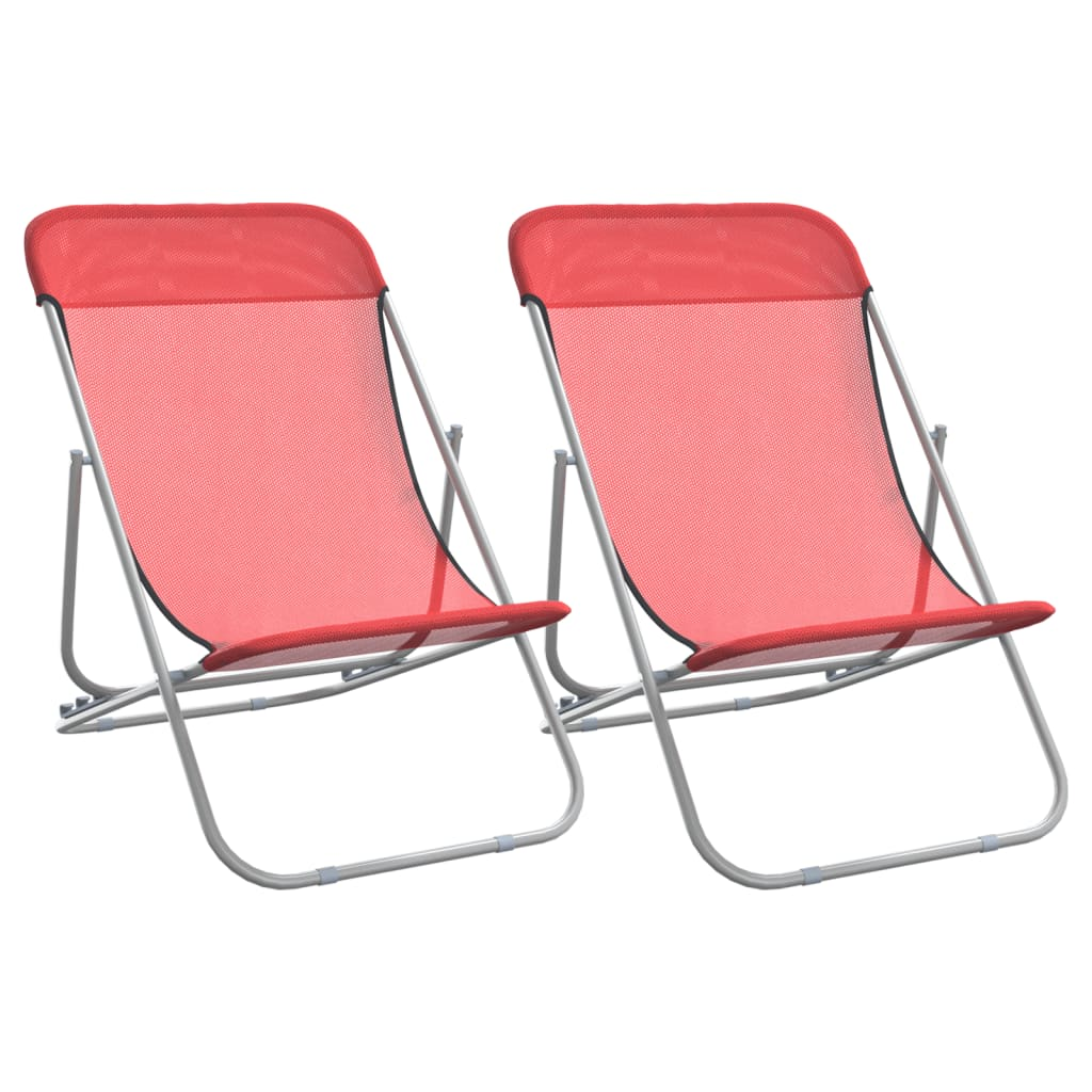 Folding Beach Chairs 2 pcs Red - Relax in Style | Shop Now