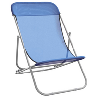 Folding Beach Chairs - Set of 2 Blue Textilene & Powder-coated Steel