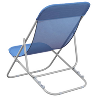 Folding Beach Chairs - Set of 2 Blue Textilene & Powder-coated Steel