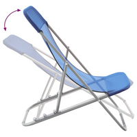 Folding Beach Chairs - Set of 2 Blue Textilene & Powder-coated Steel