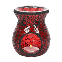 Small Red Crackle Glass Oil Burner - Beautiful Home Décor and Wax Melt Burner