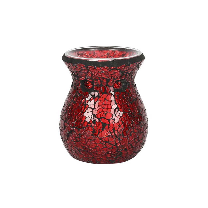 Small Red Crackle Glass Oil Burner - Beautiful Home Décor and Wax Melt Burner