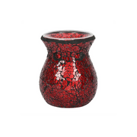 Small Red Crackle Glass Oil Burner - Beautiful Home Décor and Wax Melt Burner