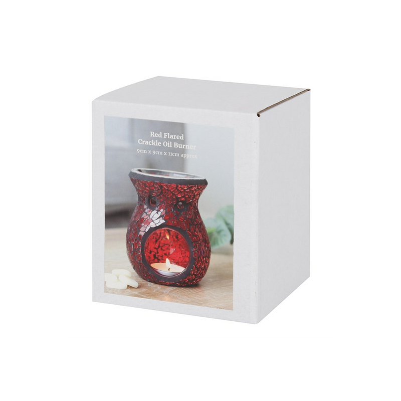 Small Red Crackle Glass Oil Burner - Beautiful Home Décor and Wax Melt Burner