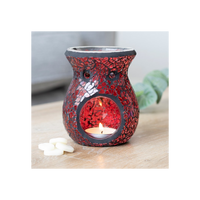 Small Red Crackle Glass Oil Burner - Beautiful Home Décor and Wax Melt Burner