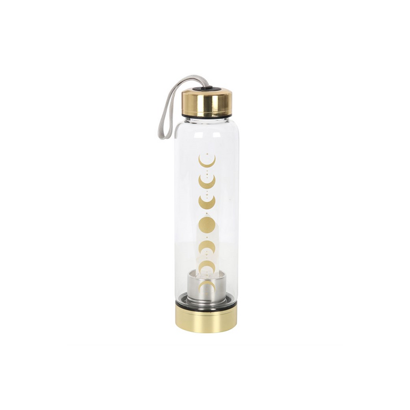 Quartz Moon Phase Glass Water Bottle - Stylish and Eco-Friendly