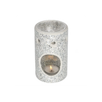 Silver Pillar Crackle Glass Oil Burner - Elegant Home Decor Piece