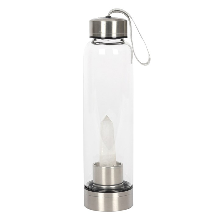 Clear Quartz Energising Glass Water Bottle - Enhance Your Hydration with Crystal Energy