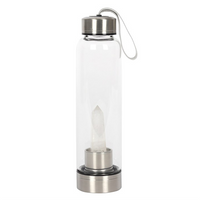 Clear Quartz Energising Glass Water Bottle - Enhance Your Hydration with Crystal Energy