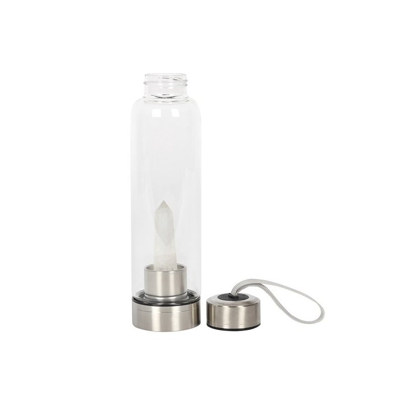 Clear Quartz Energising Glass Water Bottle - Enhance Your Hydration with Crystal Energy