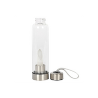 Clear Quartz Energising Glass Water Bottle - Enhance Your Hydration with Crystal Energy