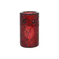 Red Pillar Crackle Glass Oil Burner | Aromatherapy and Home Decor Accessory