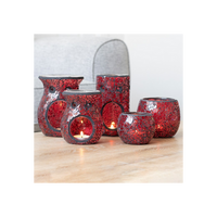 Red Pillar Crackle Glass Oil Burner | Aromatherapy and Home Decor Accessory