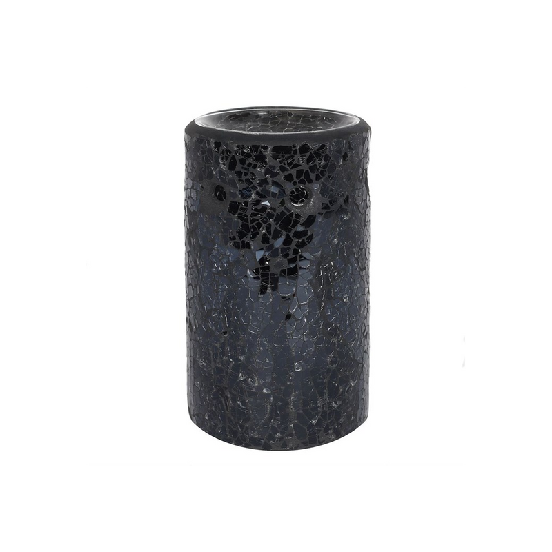 Black Crackle Glass Pillar Oil Burner - Elegant and Functional Home Decor