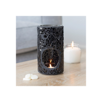 Black Crackle Glass Pillar Oil Burner - Elegant and Functional Home Decor