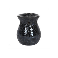 Small Black Crackle Glass Oil Burner - Elegant Home Fragrance Decor