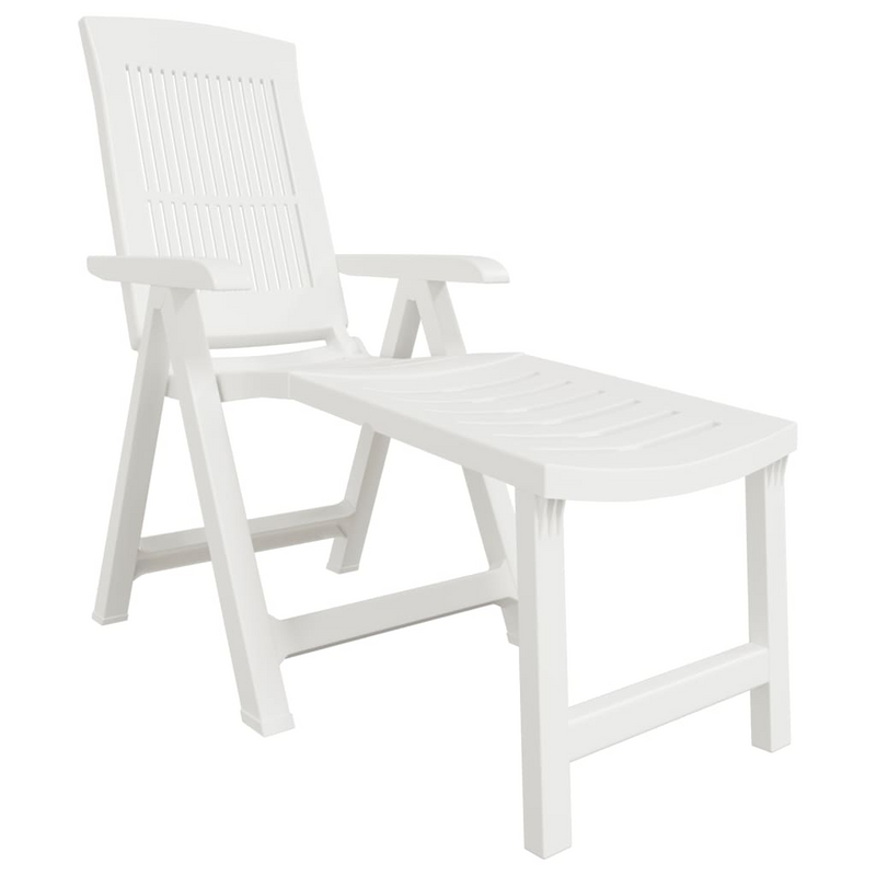 Sun Lounger White Plastic - Comfortable Outdoor Lounger