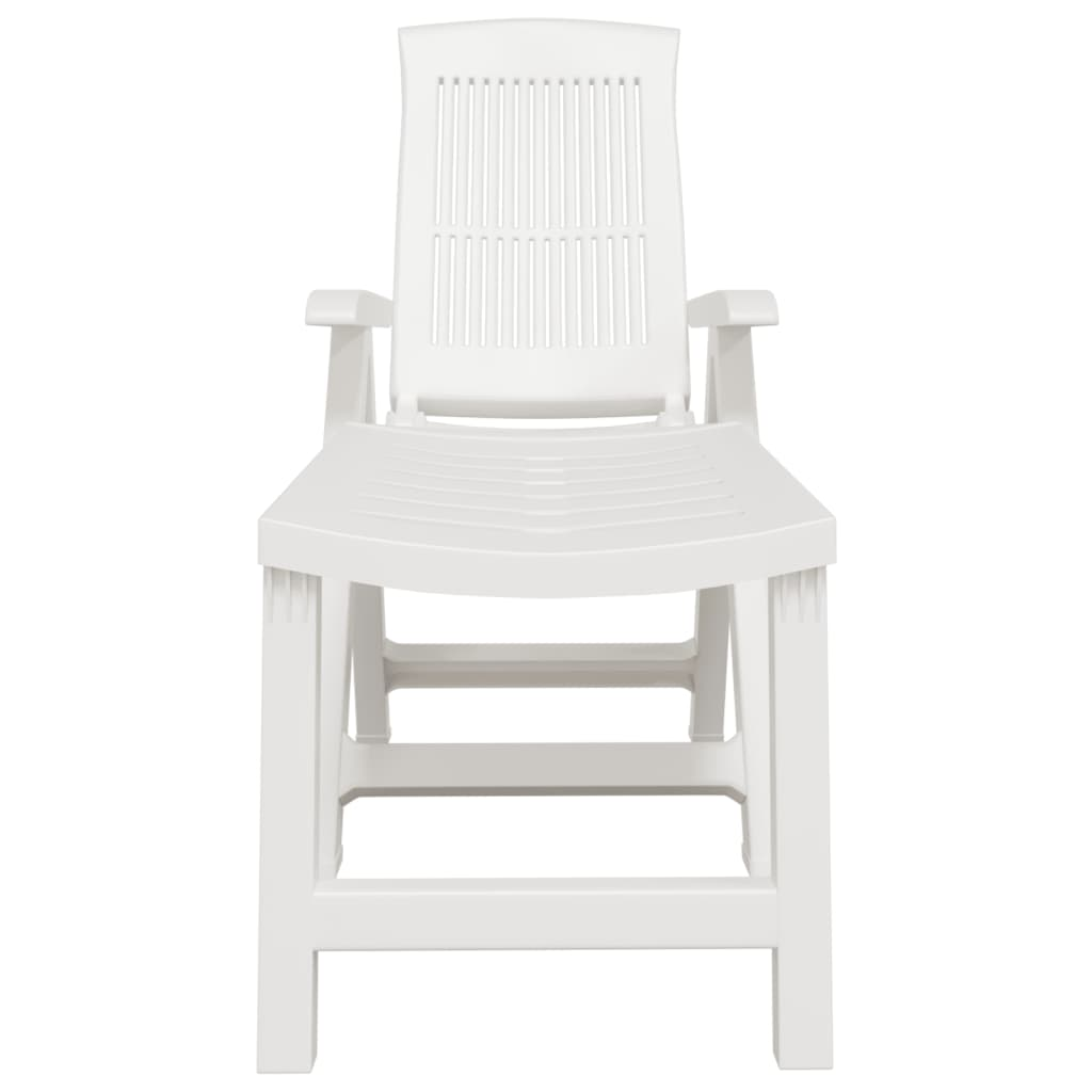 Sun Lounger White Plastic - Comfortable Outdoor Lounger