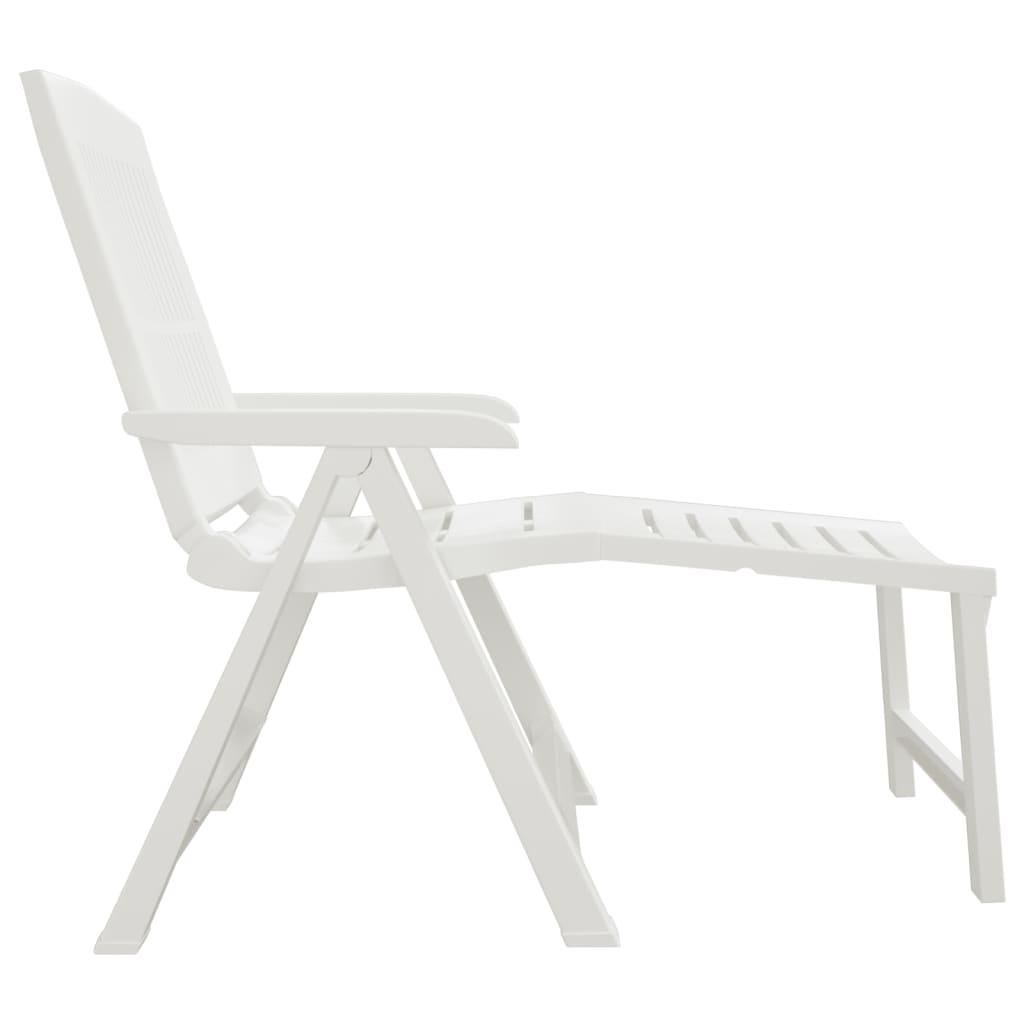 Sun Lounger White Plastic - Comfortable Outdoor Lounger