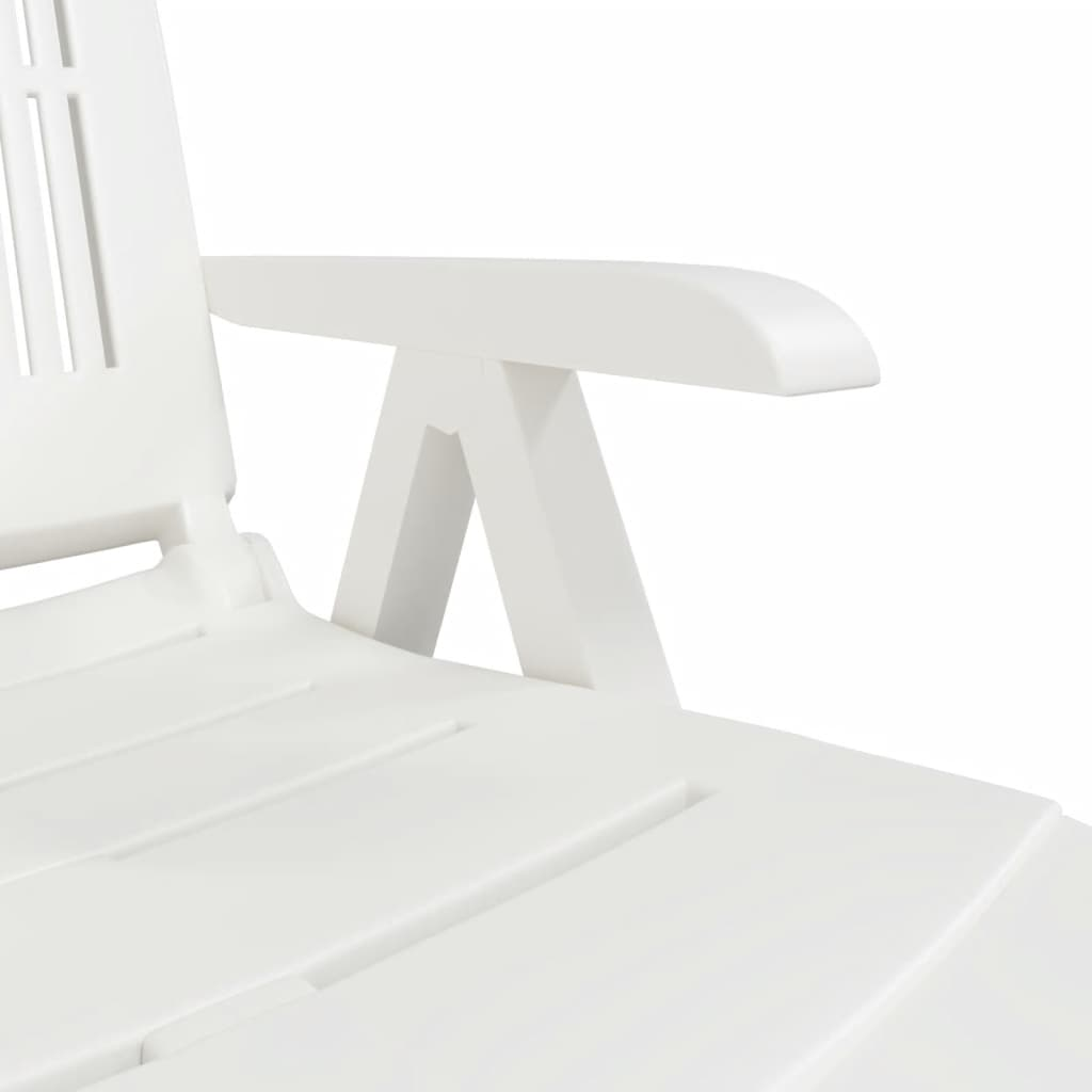 Sun Lounger White Plastic - Comfortable Outdoor Lounger