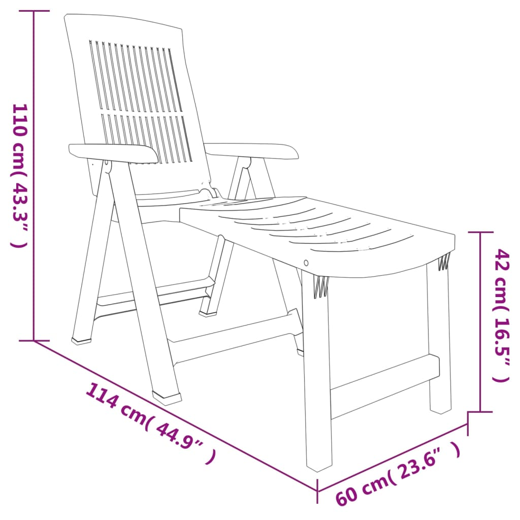 Sun Lounger White Plastic - Comfortable Outdoor Lounger