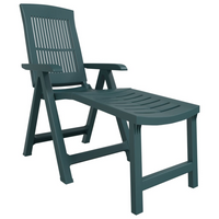 Sun Lounger Green Plastic - Outdoor Garden Lounger Chair