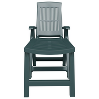 Sun Lounger Green Plastic - Outdoor Garden Lounger Chair