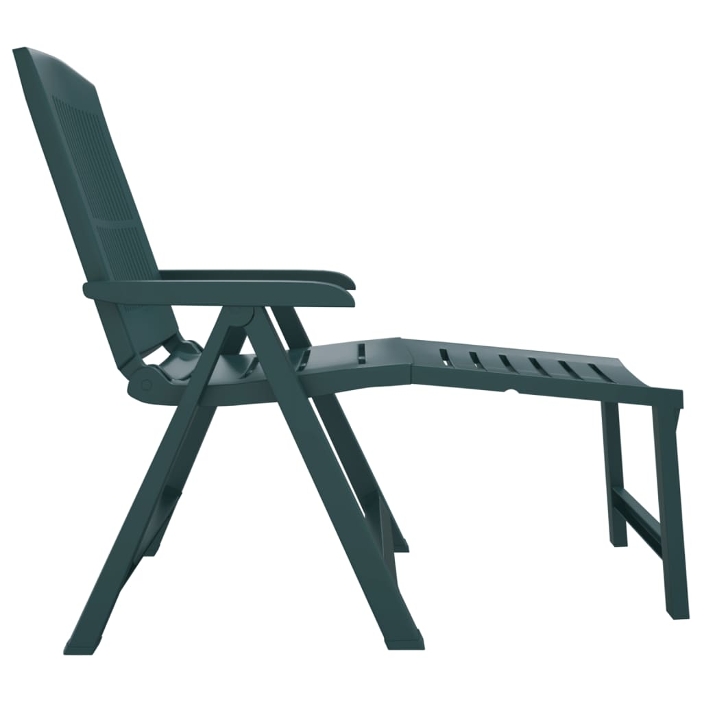 Sun Lounger Green Plastic - Outdoor Garden Lounger Chair