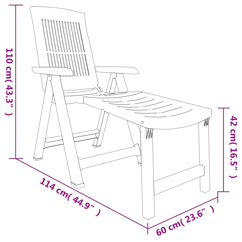 Sun Lounger Green Plastic - Outdoor Garden Lounger Chair