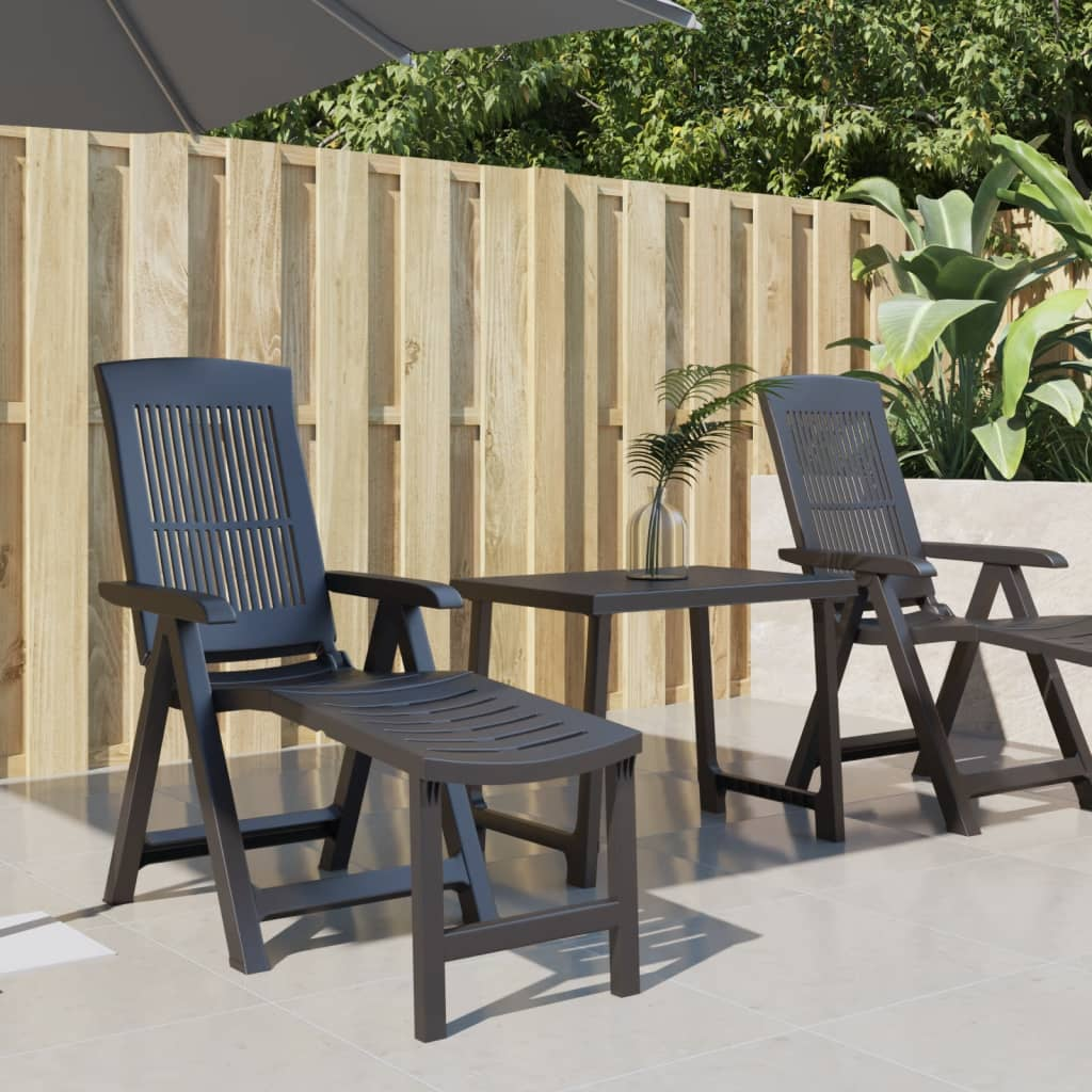 Sun Lounger Anthracite Plastic | Outdoor Garden Patio Furniture