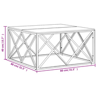 Coffee Table Silver Stainless Steel and Solid Wood Reclaimed