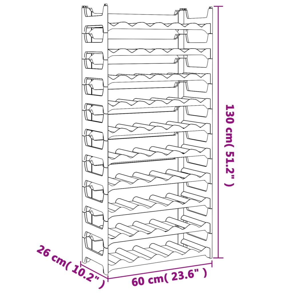 Wine Rack for 60 Bottles - Stackable, PP Material