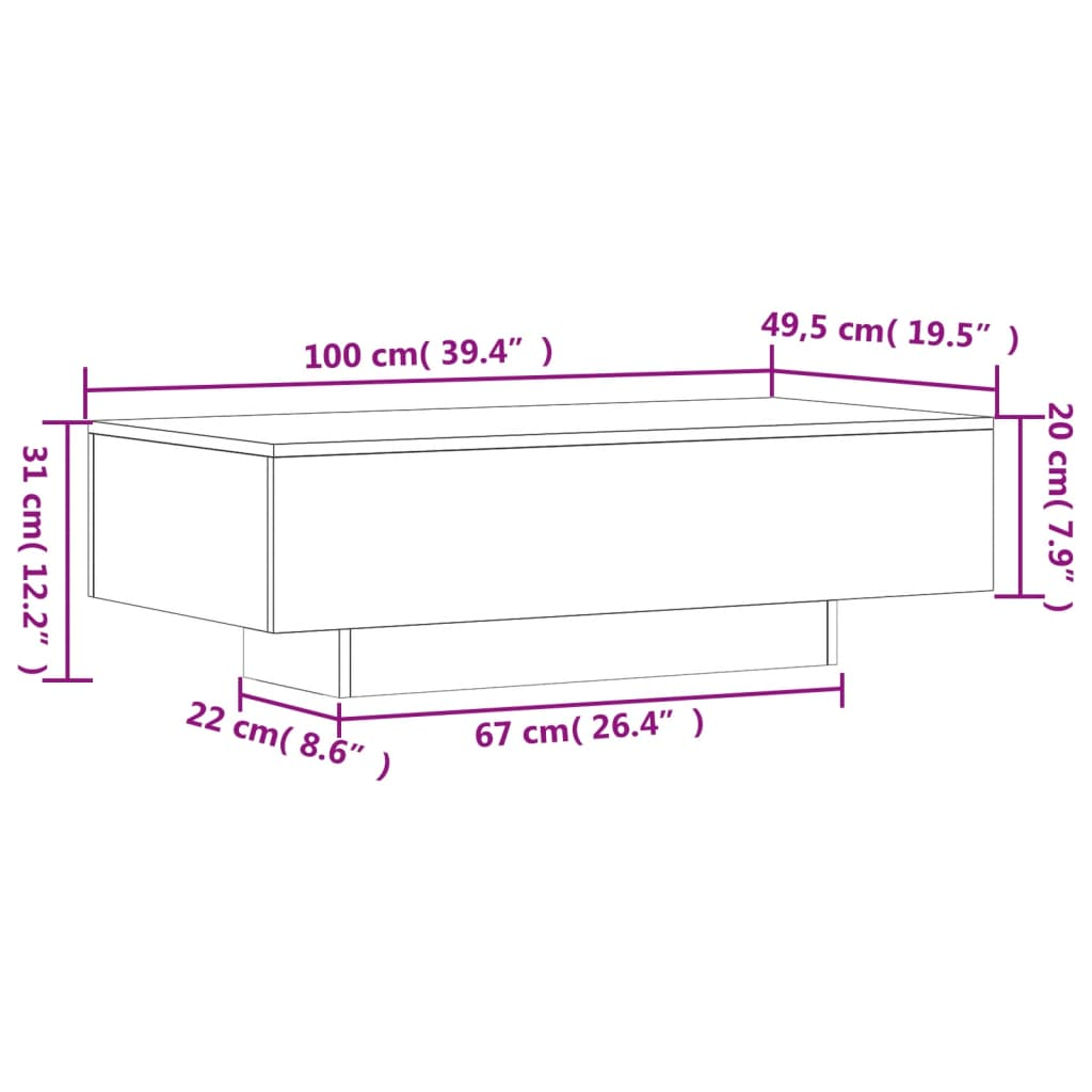 Coffee Table White 100x49.5x31 cm - Engineered Wood | Elegant Living Room Furniture