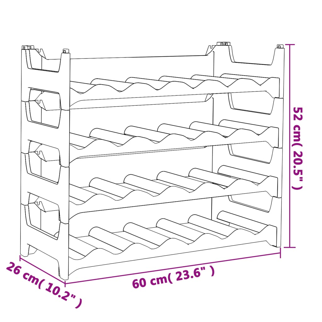 Wine Rack for 24 Bottles - Stackable Modular Design