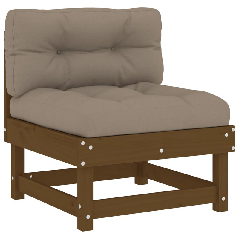 Middle Sofa with Cushions - Honey Brown Solid Wood Pine | Comfortable Outdoor Furniture