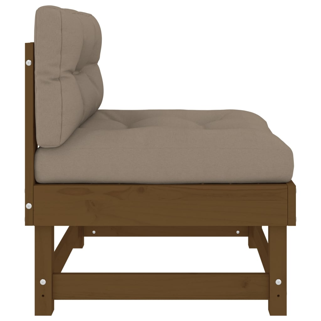 Middle Sofa with Cushions - Honey Brown Solid Wood Pine | Comfortable Outdoor Furniture