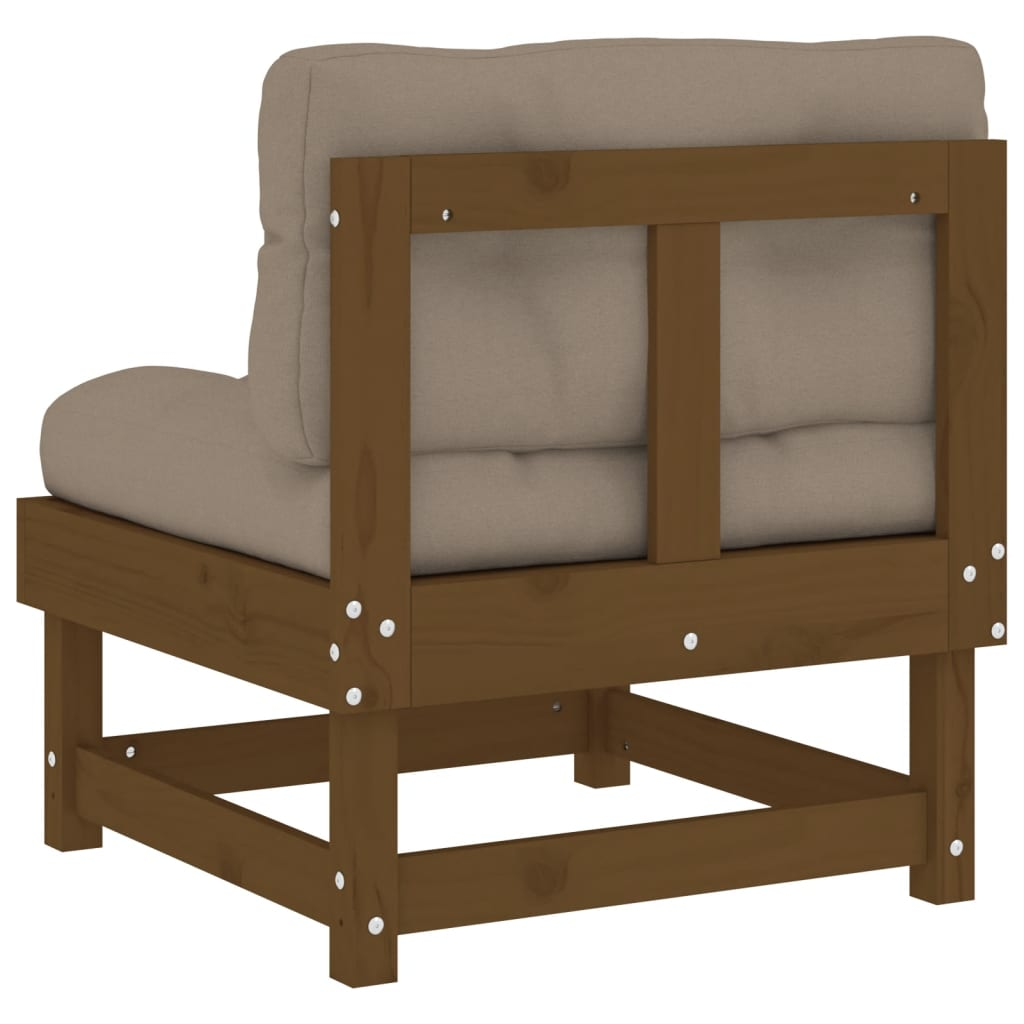 Middle Sofa with Cushions - Honey Brown Solid Wood Pine | Comfortable Outdoor Furniture