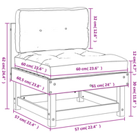 Middle Sofa with Cushions - Grey Solid Wood Pine - Comfortable and Stylish Outdoor Furniture