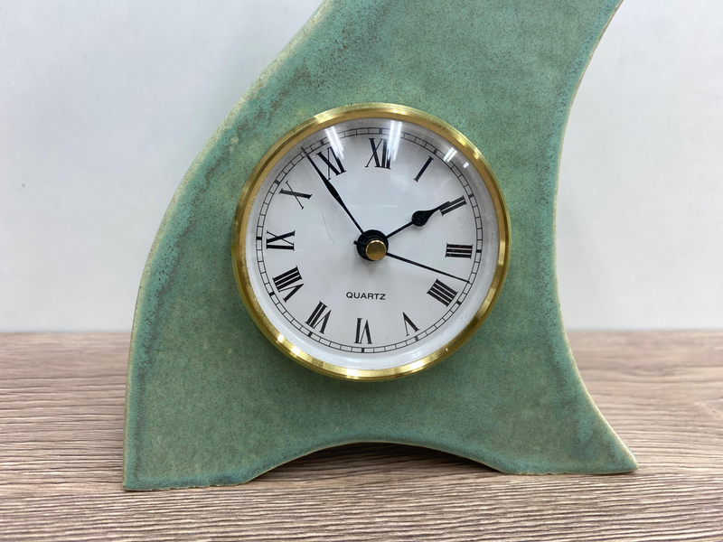 Ceramic Mantel Clock with Enclosed Face - Cornish Copper | Stunning Design, Roman Numerals, Battery Included