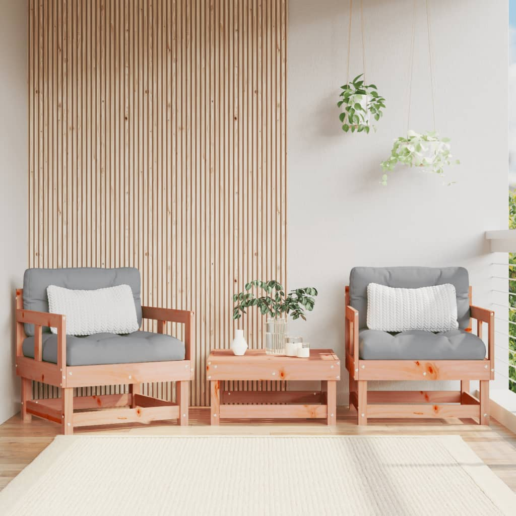 Garden Chairs with Cushions - Set of 2, Solid Wood Douglas