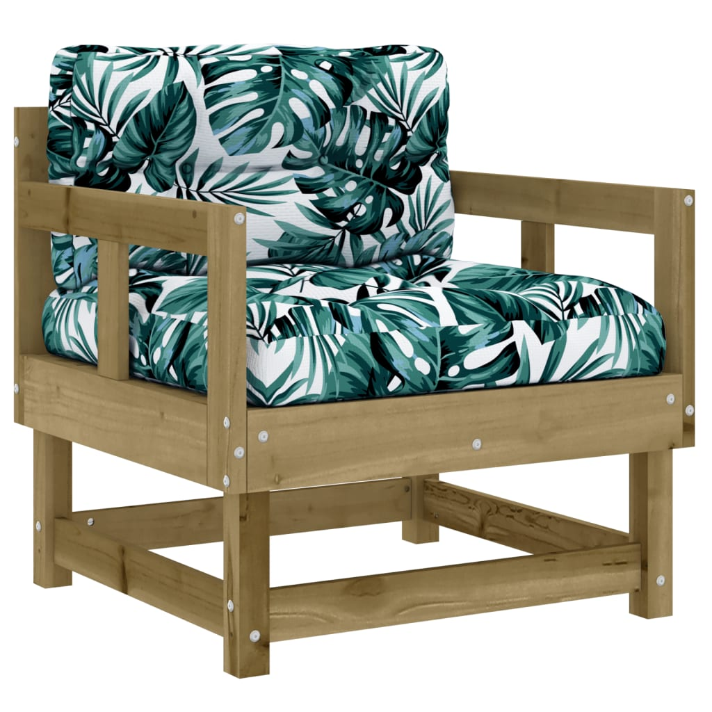 Garden Chairs with Cushions | Set of 2, Impregnated Wood Pine - Outdoor Furniture