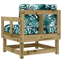 Garden Chairs with Cushions | Set of 2, Impregnated Wood Pine - Outdoor Furniture