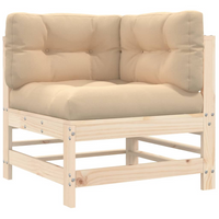 Corner Sofa with Cushions | Solid Wood Pine | Outdoor Garden Furniture