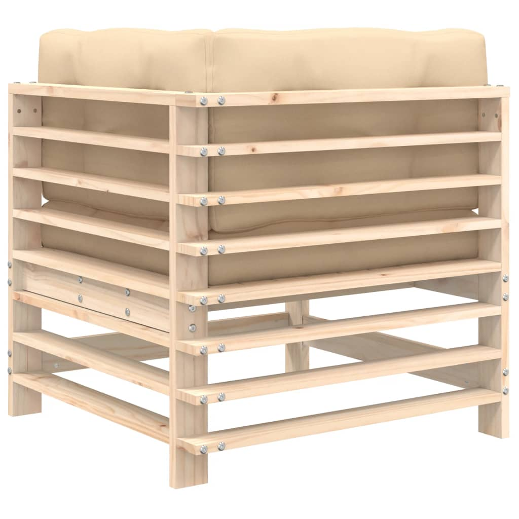 Corner Sofa with Cushions | Solid Wood Pine | Outdoor Garden Furniture